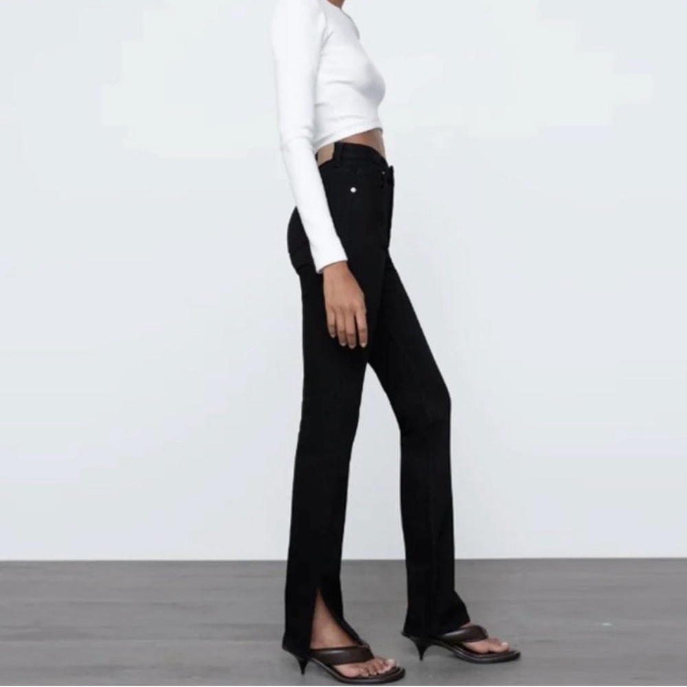 Women’s Zara Flare Jeans Black US 8 Split Hem
